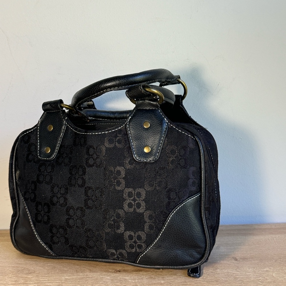 Elegant Black Patterned Satchel
